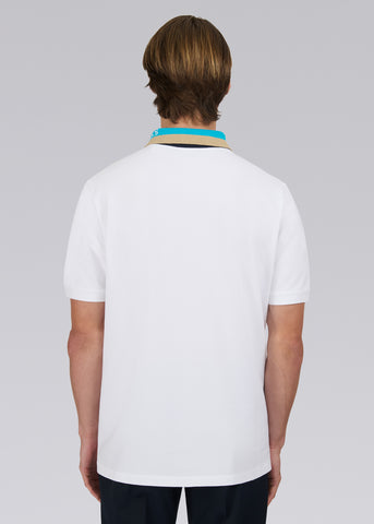 Sandbanks Tri-Colour Collar Polo Shirt - White