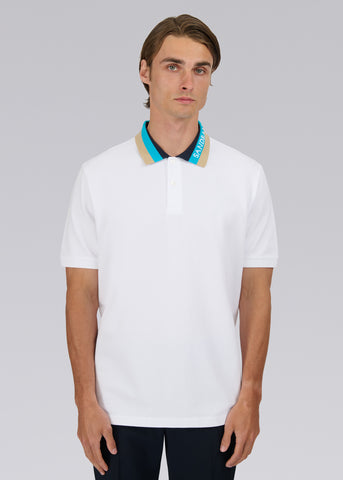 Sandbanks Tri-Colour Collar Polo Shirt - White