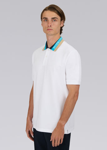 Sandbanks Tri-Colour Collar Polo Shirt - White