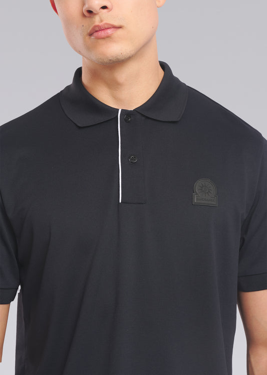 Sandbanks Contrast Placket Polo Shirt - Black