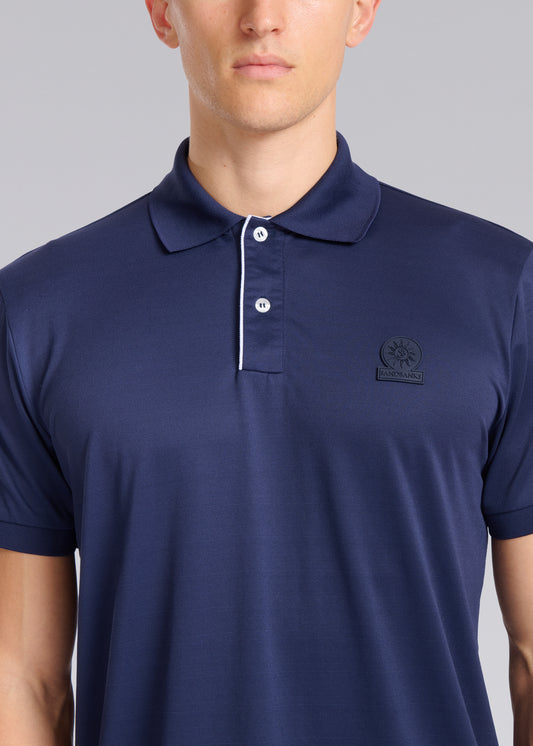 Sandbanks Contrast Placket Polo Shirt - Navy
