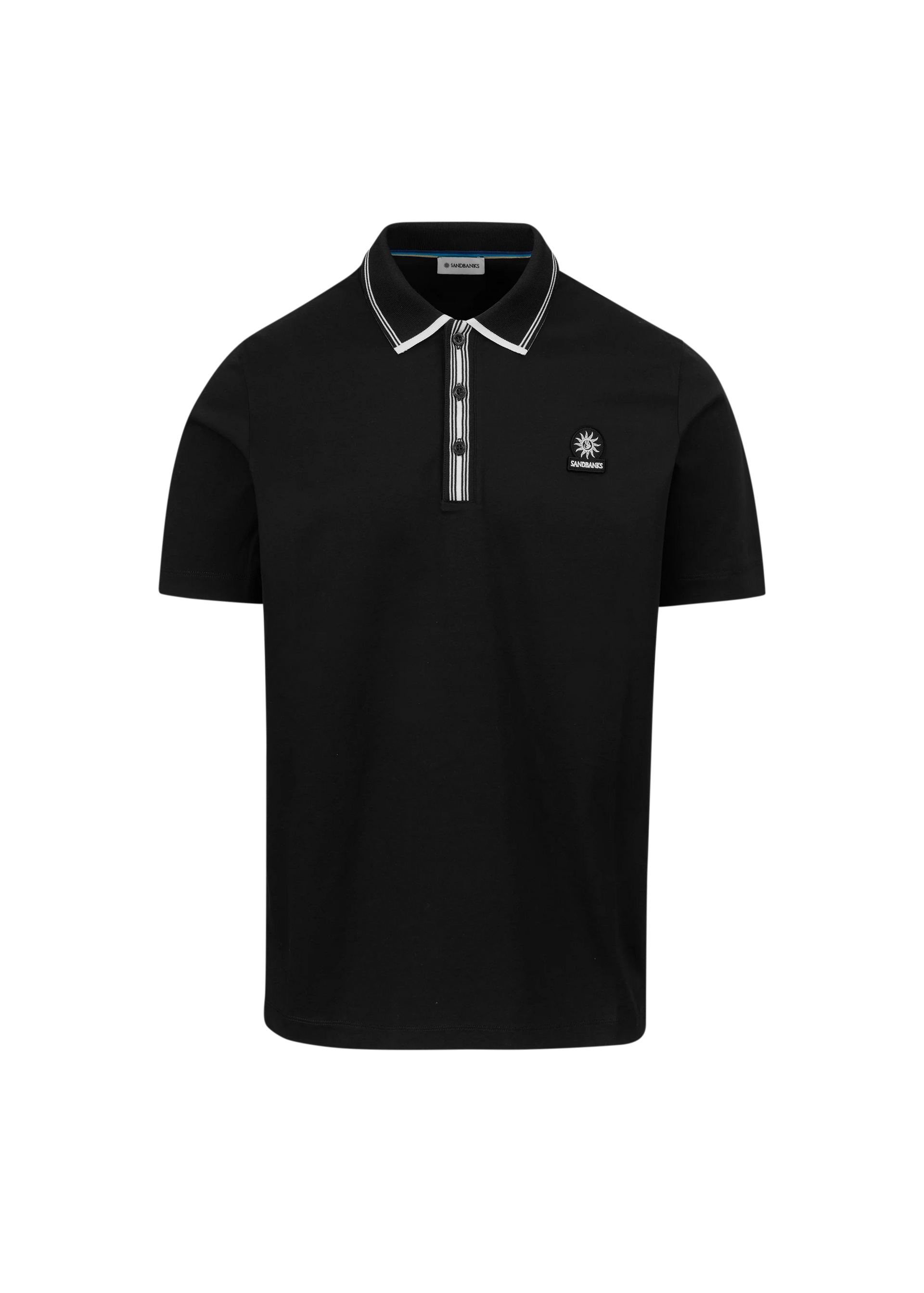 Sandbanks Contrast Stripe Polo Shirt - Black