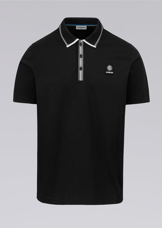 Sandbanks Contrast Stripe Polo Shirt - Black
