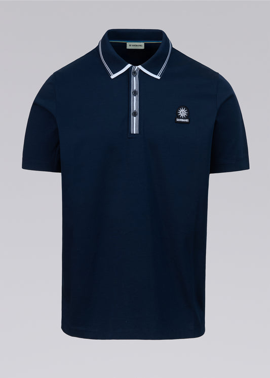 Sandbanks Contrast Stripe Polo Shirt - Navy