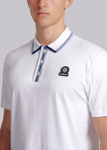 Sandbanks Contrast Stripe Polo Shirt - White