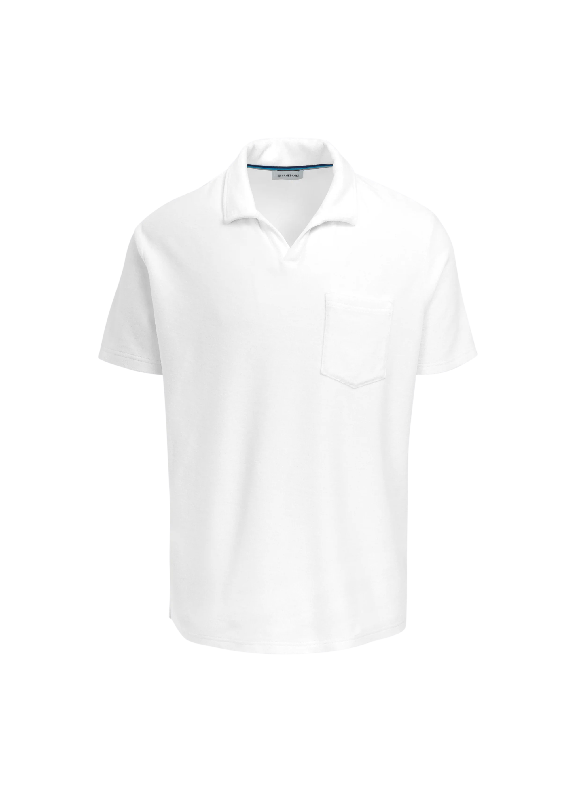 Sandbanks Revere Collar Towelling Polo Shirt - White
