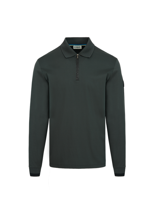 Sandbanks Silicone Zip Long Sleeve Polo Shirt - Anthracite