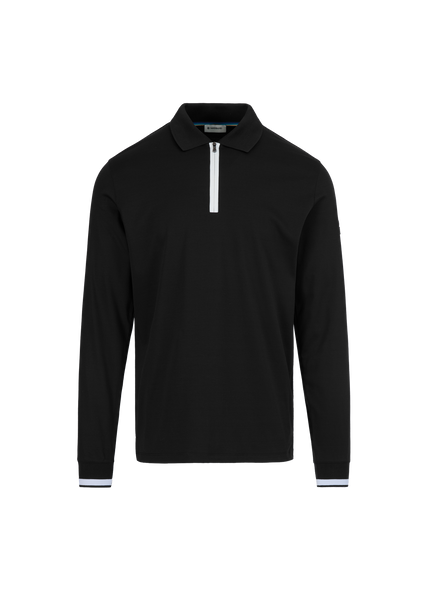 Sandbanks Silicone Zip Long Sleeve Polo Shirt Black