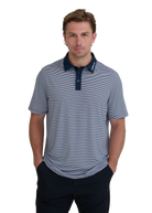 Sandbanks Golf Fine Stripe Polo Shirt - Navy