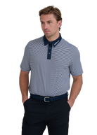 Sandbanks Golf Fine Stripe Polo Shirt - Navy