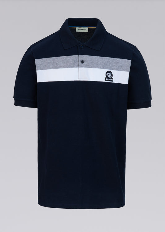 Sandbanks Jacquard Stripe Polo Shirt - Navy