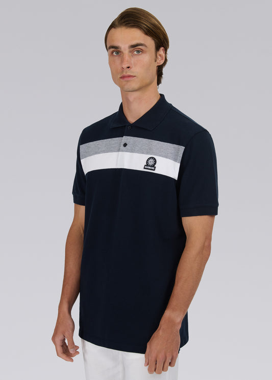 Sandbanks Jacquard Stripe Polo Shirt - Navy