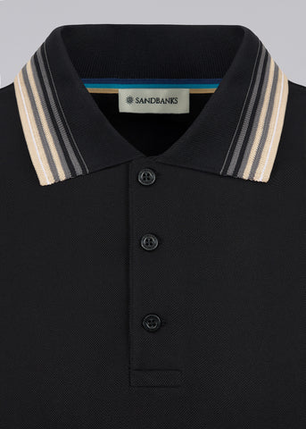 Sandbanks Gradient Rib Polo Shirt - Black