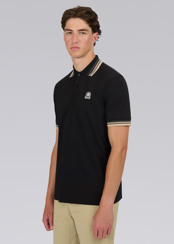 Sandbanks Gradient Rib Polo Shirt - Black