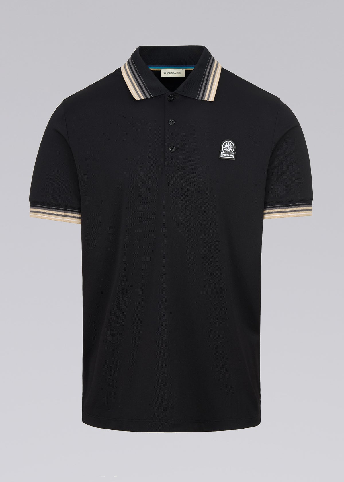 Sandbanks Gradient Rib Polo Shirt - Black