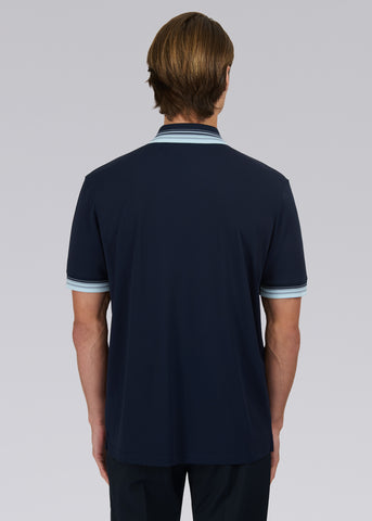 Sandbanks Gradient Rib Polo Shirt - Navy