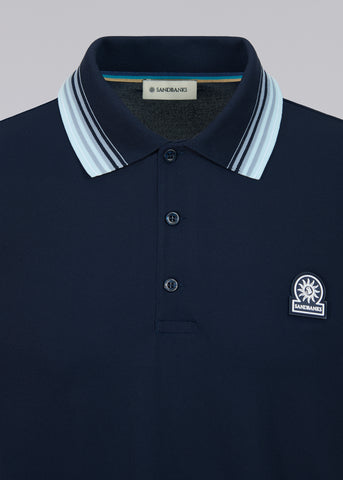 Sandbanks Gradient Rib Polo Shirt - Navy