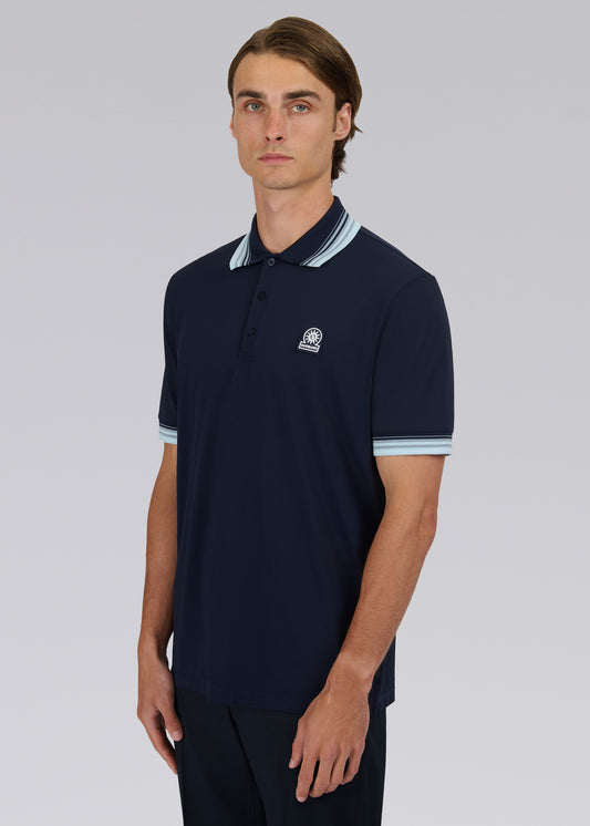 Sandbanks Gradient Rib Polo Shirt - Navy