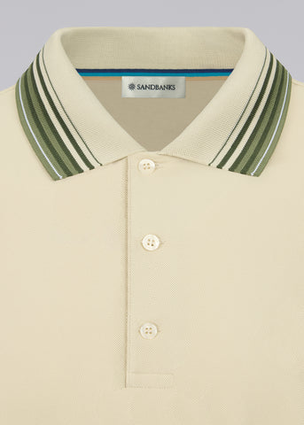 Sandbanks Gradient Rib Polo Shirt - Stone