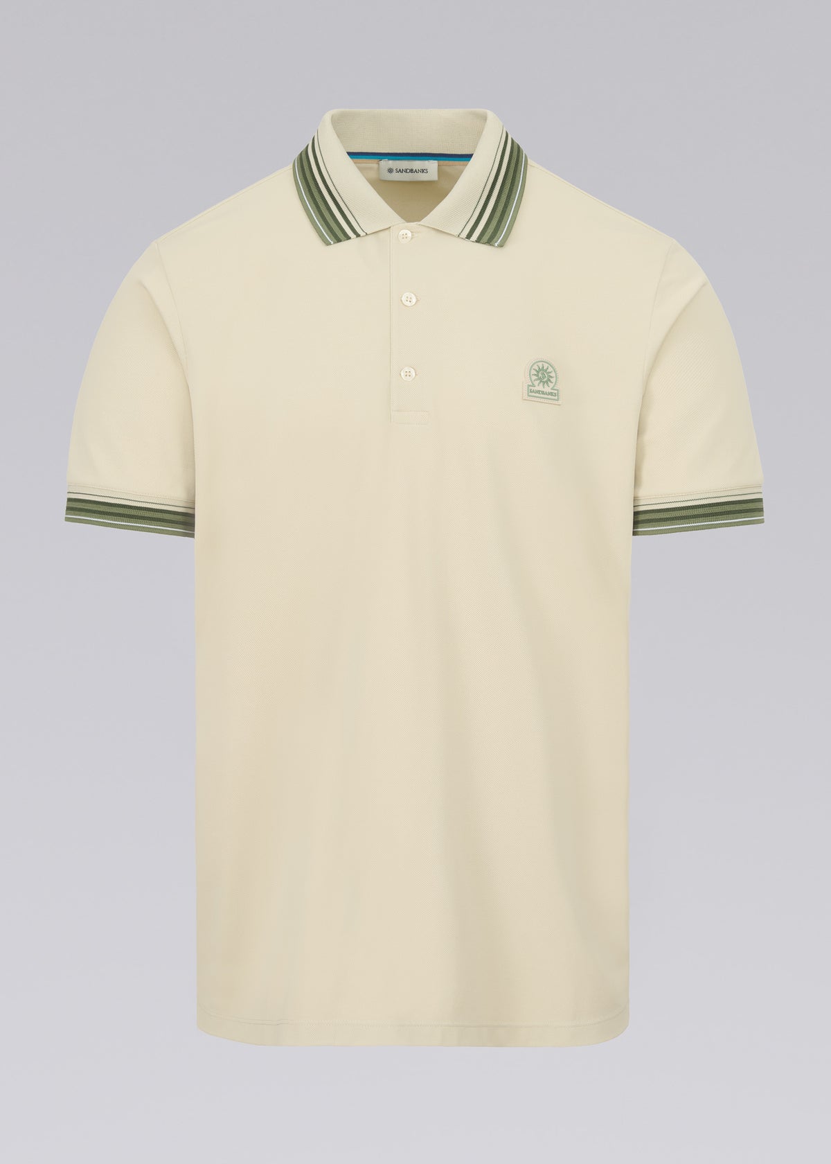 Sandbanks Gradient Rib Polo Shirt - Stone