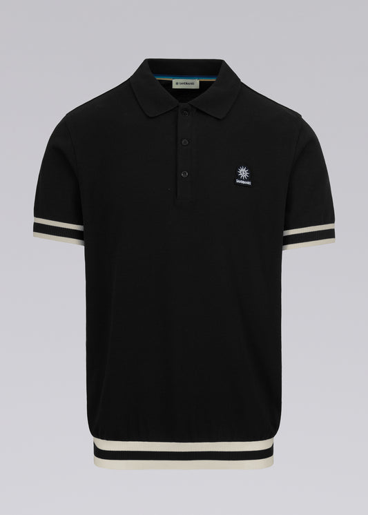 Sandbanks Stripe Hem Polo Shirt - Black