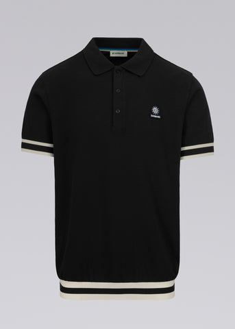 Sandbanks Stripe Hem Polo Shirt - Black