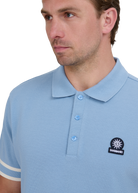 Stripe Hem Polo Shirt - Dusty Blue