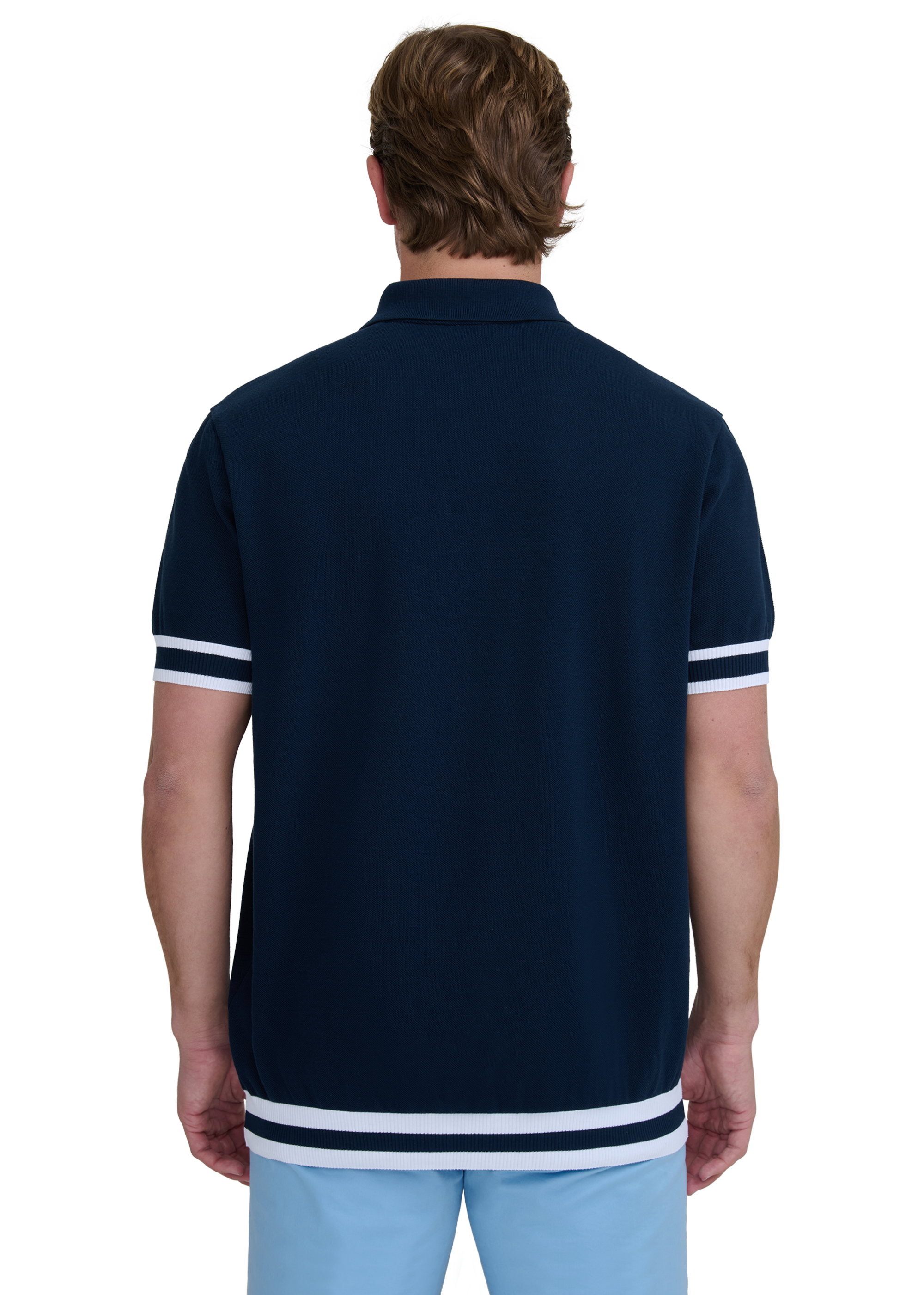 Sandbanks Stripe Hem Polo Shirt - Navy