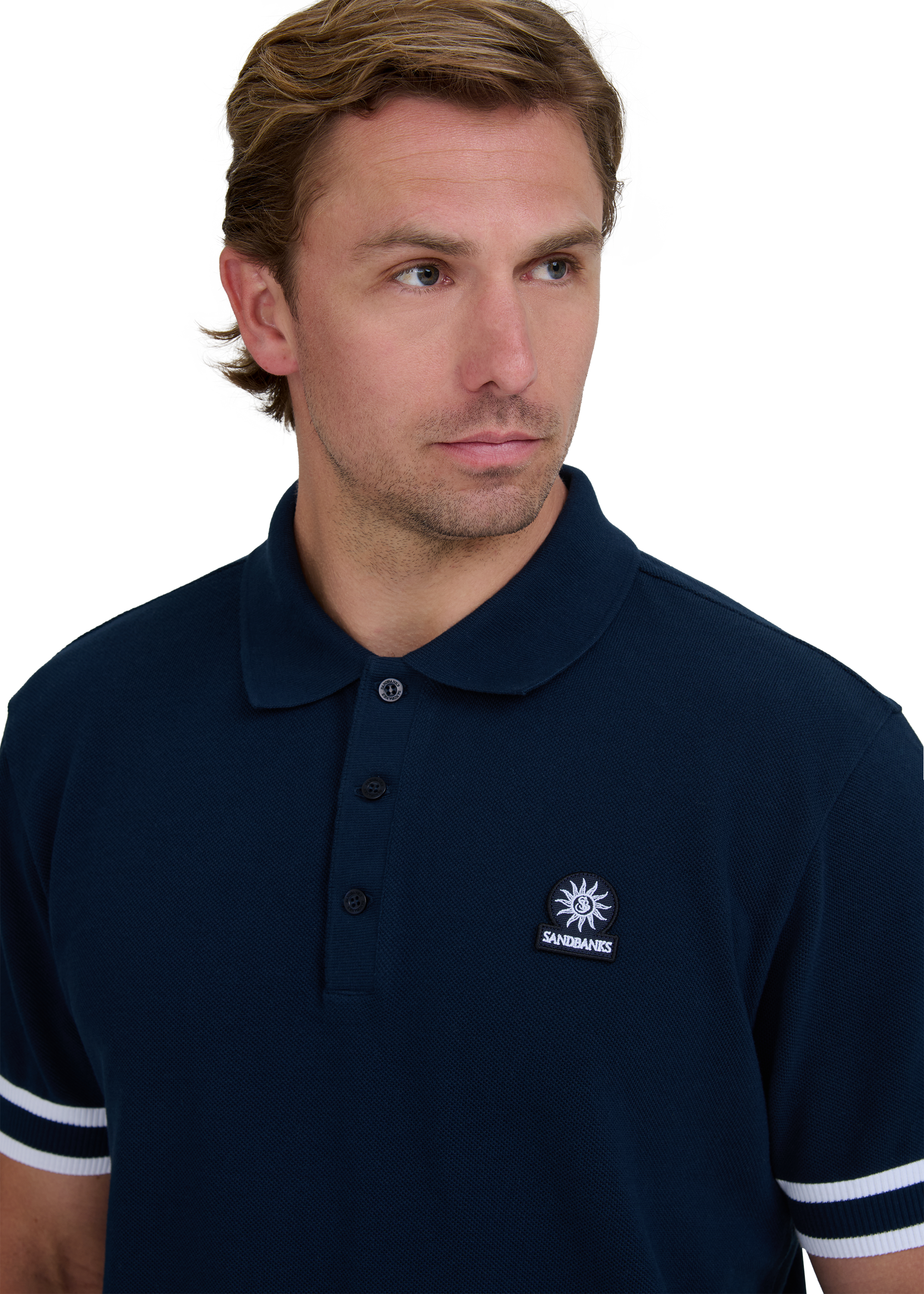 Sandbanks Stripe Hem Polo Shirt - Navy