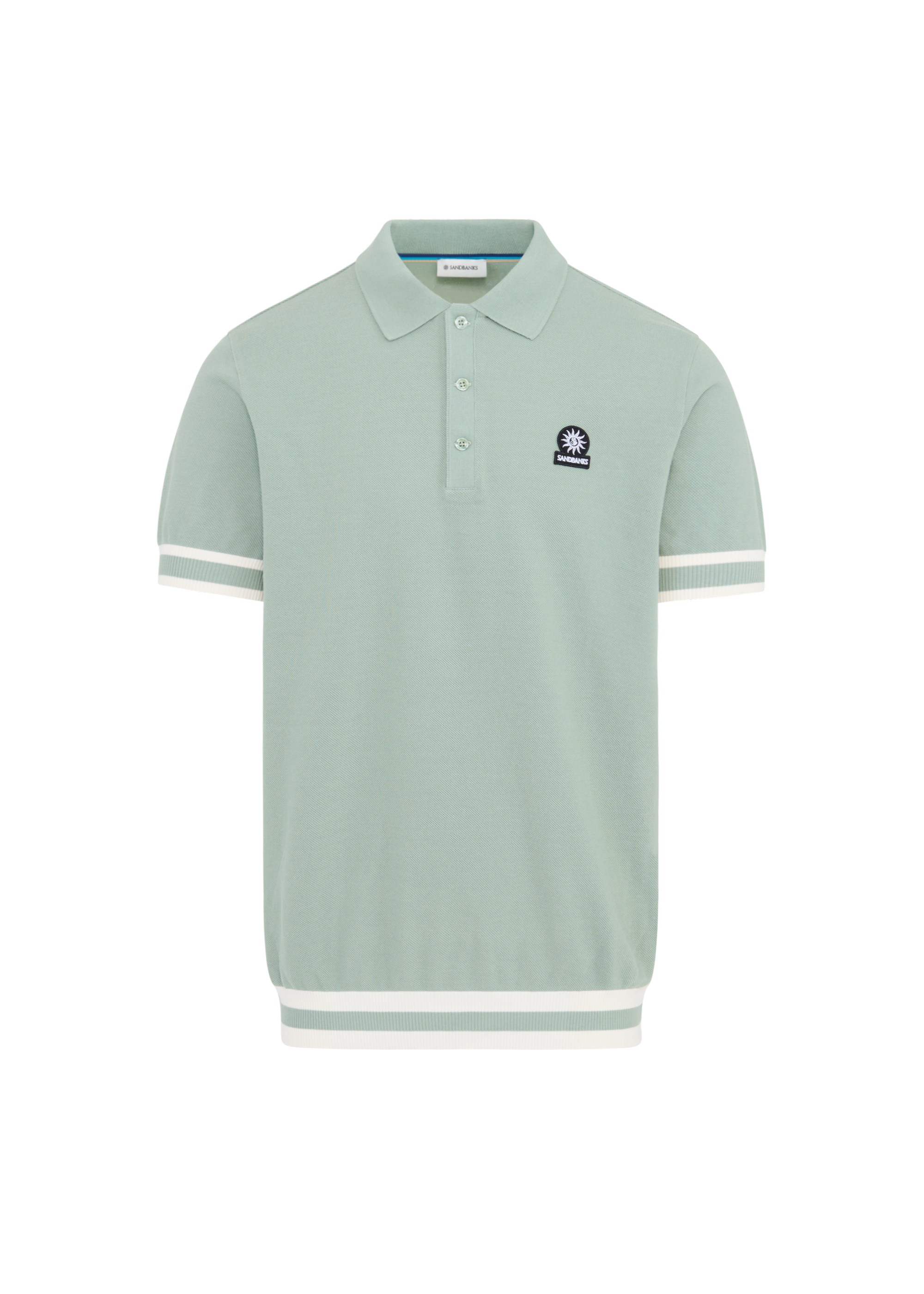 Stripe Hem Polo Shirt - Sage
