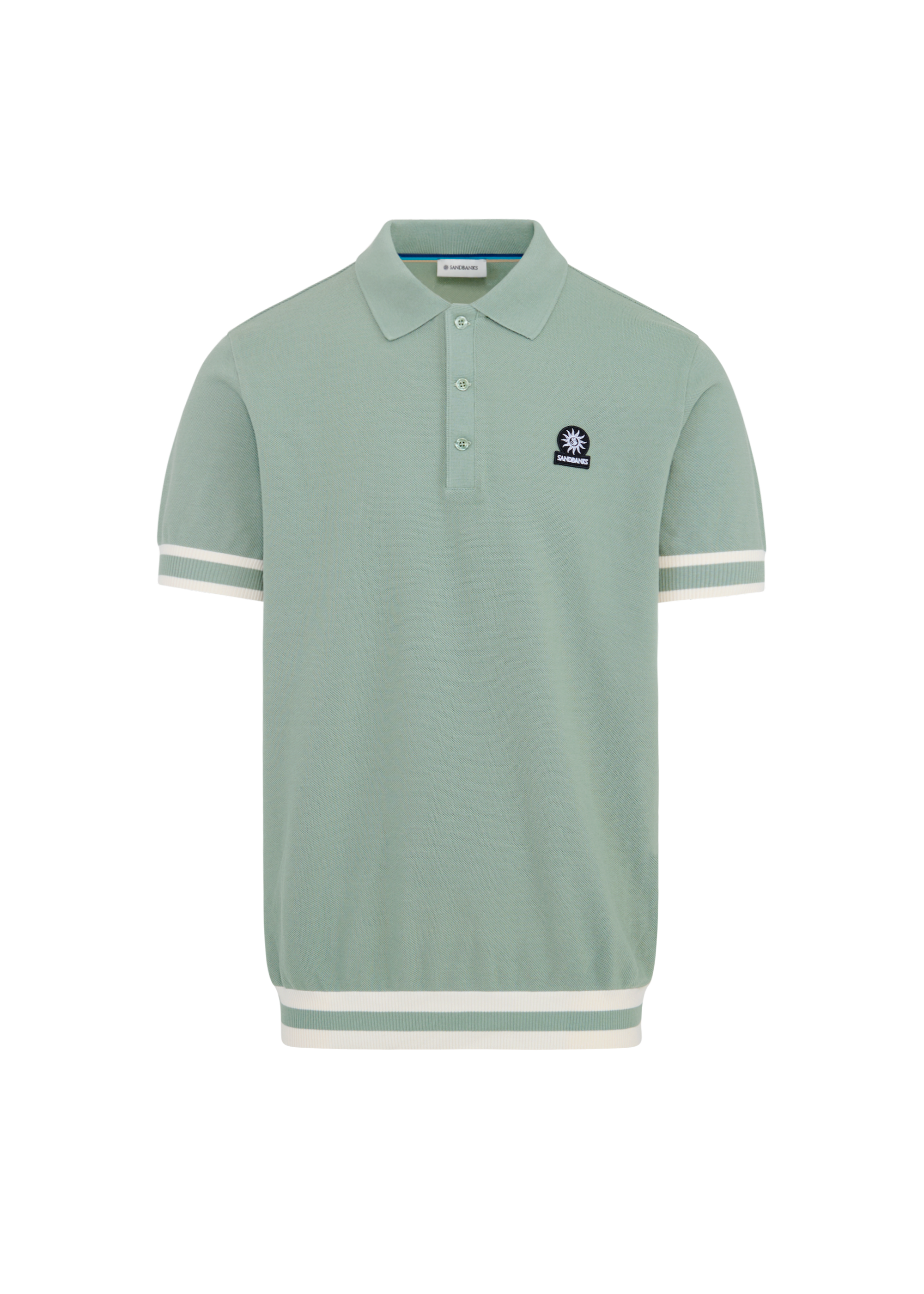Stripe Hem Polo Shirt - Sage