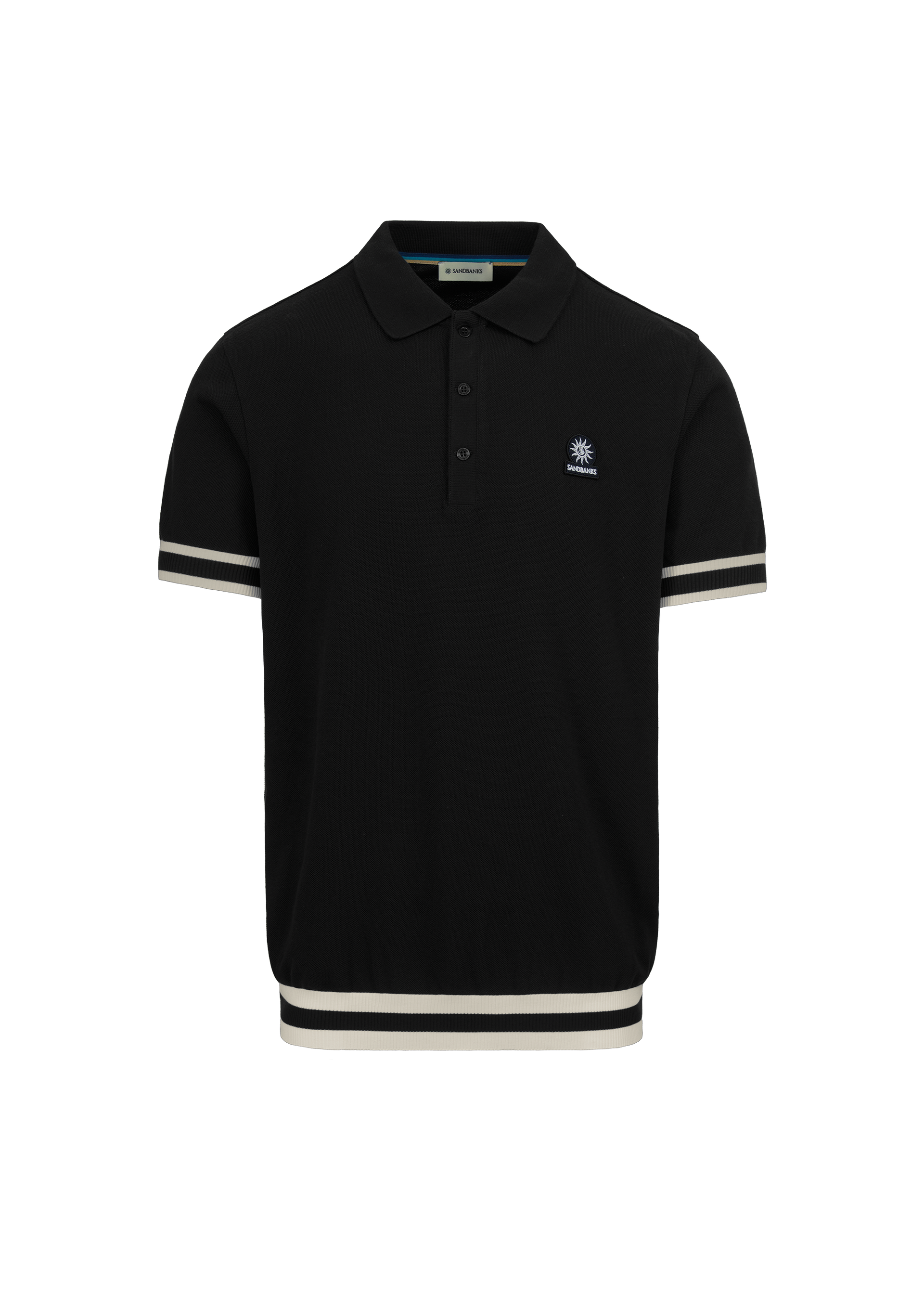 Sandbanks Stripe Hem Polo Shirt - Black