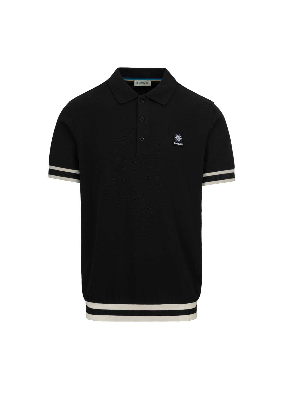 Sandbanks Stripe Hem Polo Shirt - Black