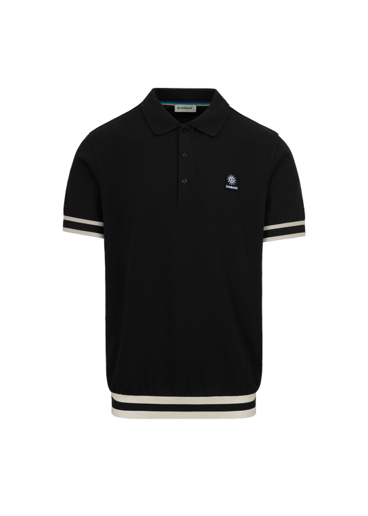 Sandbanks Stripe Hem Polo Shirt - Black
