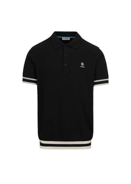 Sandbanks Stripe Hem Polo Shirt - Black