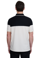 Colour Block Zip Polo Shirt - Ecru/Black