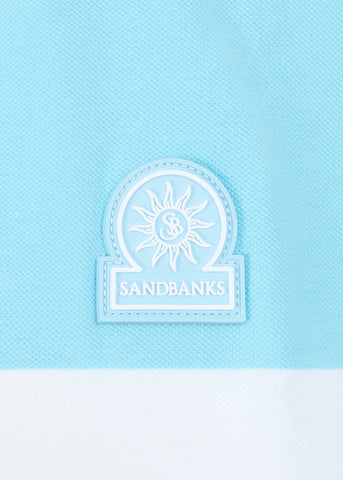 Sandbanks Colour Block Zip Polo Shirt - Crystal Blue