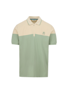 Sandbanks Colour Block Zip Polo Shirt - Sage