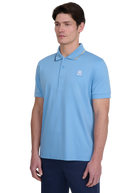 Tri-Colour Tipped 3-Button Polo Shirt - Dusty Blue