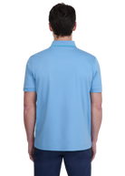 Tri-Colour Tipped 3-Button Polo Shirt - Dusty Blue