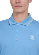Tri-Colour Tipped 3-Button Polo Shirt - Dusty Blue
