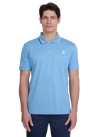 Tri-Colour Tipped 3-Button Polo Shirt - Dusty Blue