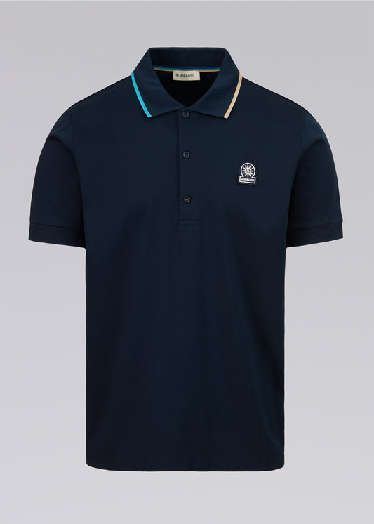 Sandbanks Tri-Colour Polo Shirt - Navy