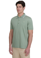 Tri-Colour Tipped 3-Button Polo Shirt - Sage