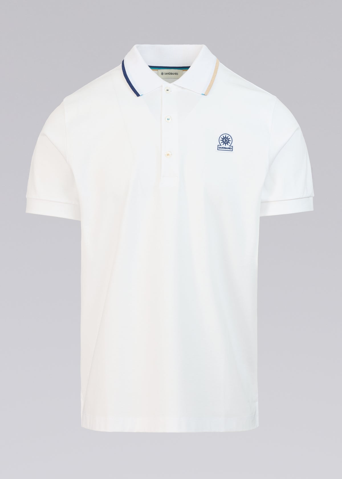 Sandbanks Tri-Colour Polo Shirt - White