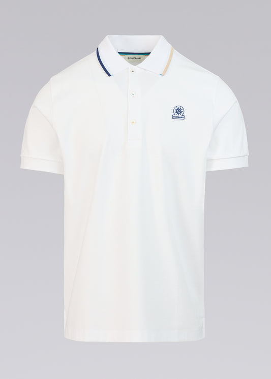 Sandbanks Tri-Colour Polo Shirt - White
