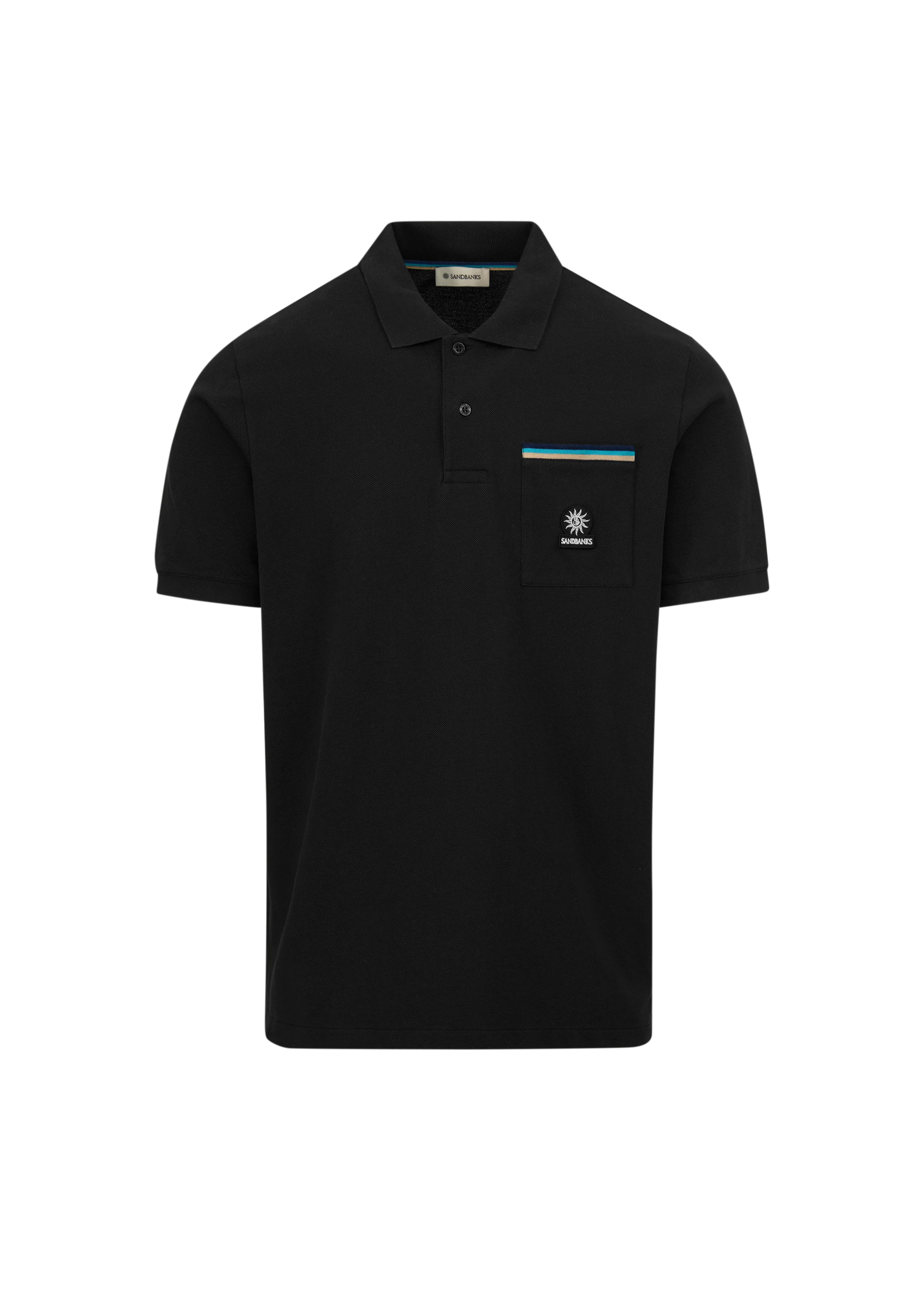 Sandbanks Tri-Colour Pocket Polo Shirt - Black