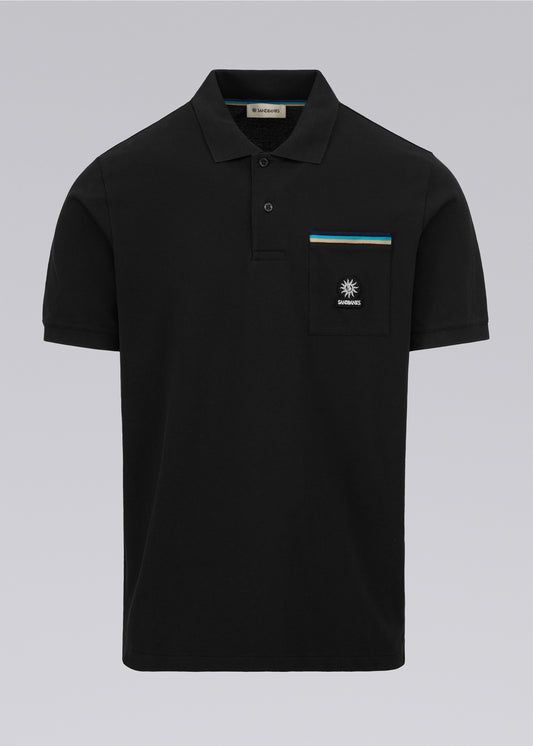 Sandbanks Tri-Colour Pocket Polo Shirt - Black