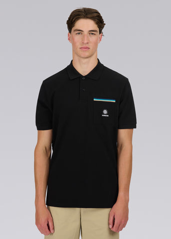 Sandbanks Tri-Colour Pocket Polo Shirt - Black