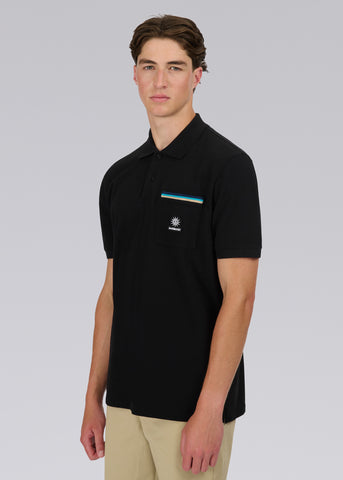 Sandbanks Tri-Colour Pocket Polo Shirt - Black